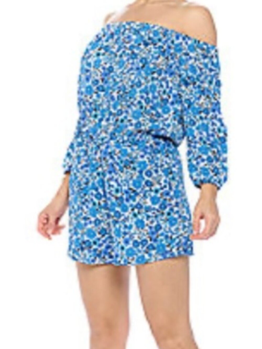 Premier Amour Off Shoulder Blue Floral Romper Size 16